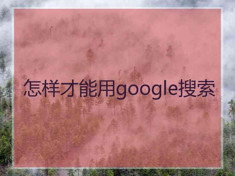 怎样才能用google搜索