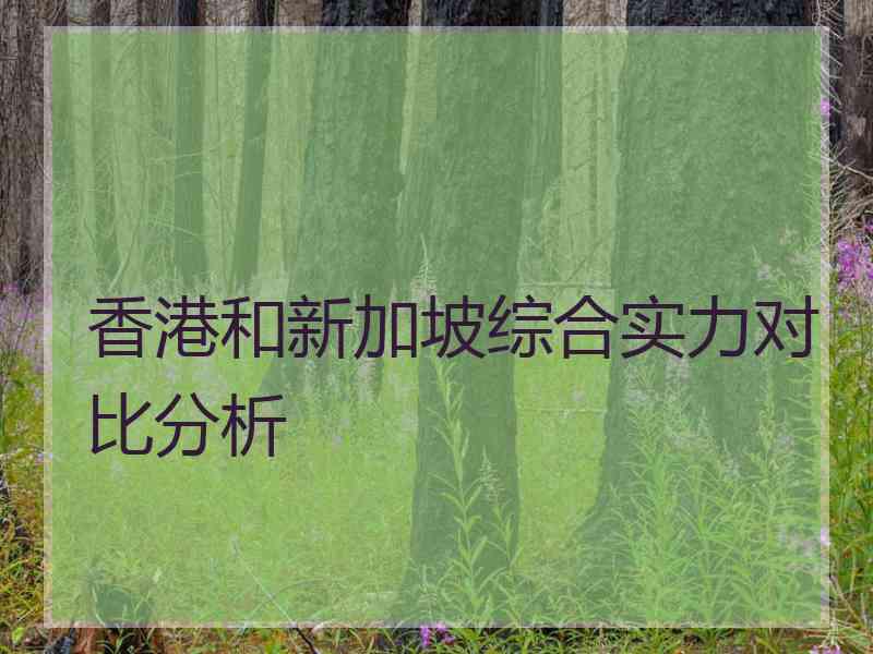 香港和新加坡综合实力对比分析